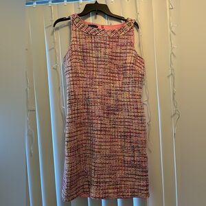 Talbots Pink Multi-Color Tweed Midi Dress